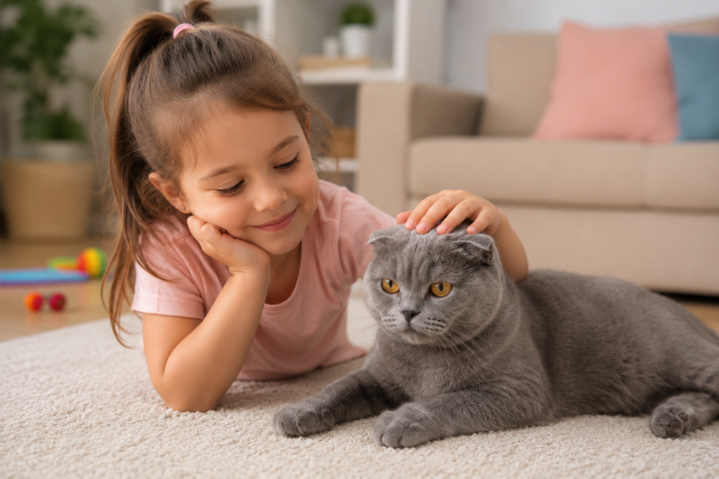 scottish fold çocuklarla