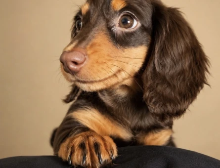 Chocolate Tan Mini Dachshund  Uzun Tüylü, Özel Renk - 7526
