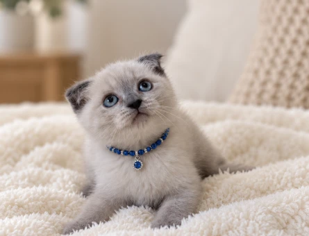 Mavi Gözlü Scottish Fold Blue Point Erkek Yavru - 7924