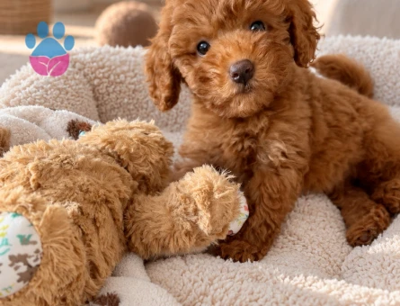 Red Brown Toy Poodle Yavru Yeni Yuvasını Bekliyor - 8015 - Görsel 2