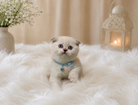 Scottish Fold Bluepoint Topaç Kafa Yavrumuz 2 Aylık - 4514