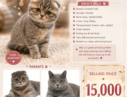 3 Aylık Dişi Scottish Fold – Tüm Eşyalarıyla - 6571