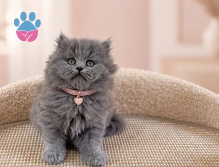 British Longhair Gri Dişi Yavrumuz Yeni Ailesini Bekliyor - 8342
