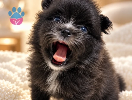 Tea cup Erkek SİYAH POMERANIAN BOO YAVRUSU | MAVİ GÖZLÜ ÖZEL RENK - 10655